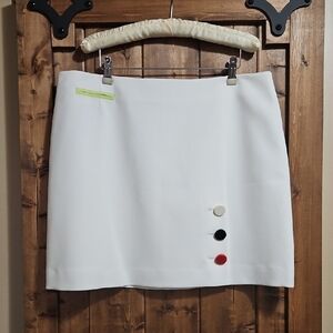 Anne Klein Cream Multicolor Button Skirt Size 16